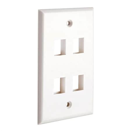 Cmple Keystone Jack Wall Plate With Four Holes Standard Keystones - White 629-N